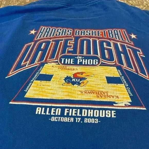 Kansas Jayhawks 2003 Late Night Short Sleeve size 2XL color Blue - Picture 5 of 5